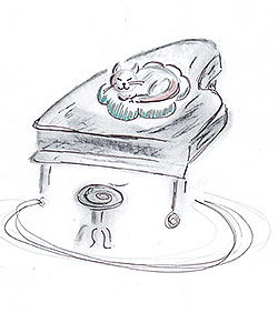 Katze am Klavier